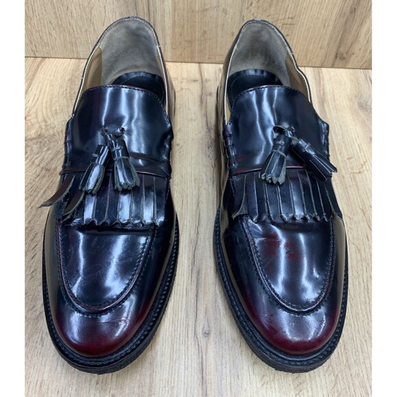 WALK LONDON Tassel Kiltie Loafers Shoes Men's Dark Burgundy Leather Size 11 - Picture 4 of 16